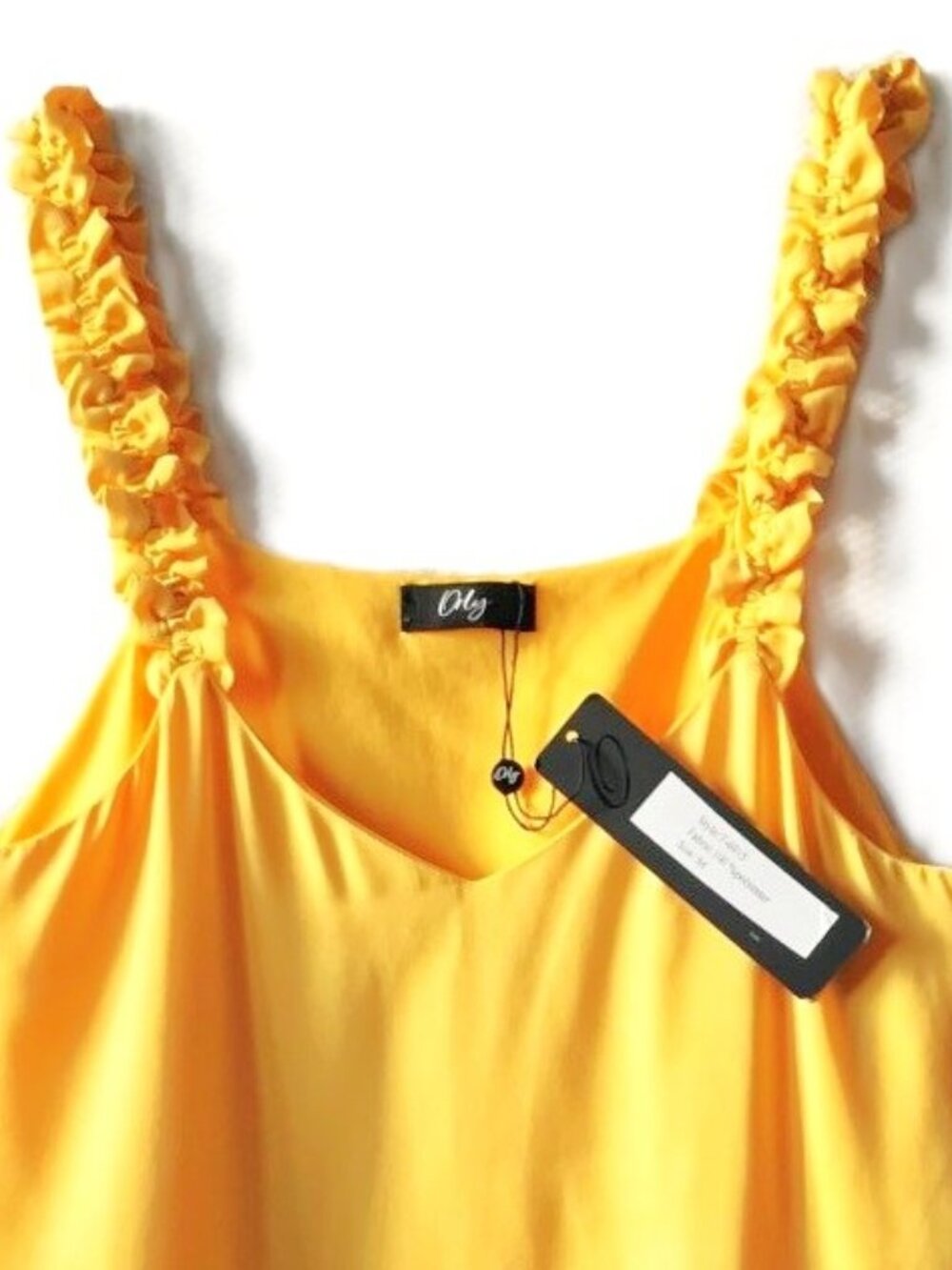 NEW Yellow Gold Silk Tank Blouse Ruffled Shoulders Fully Lined Size Medium NWT - Picture 7 of 13